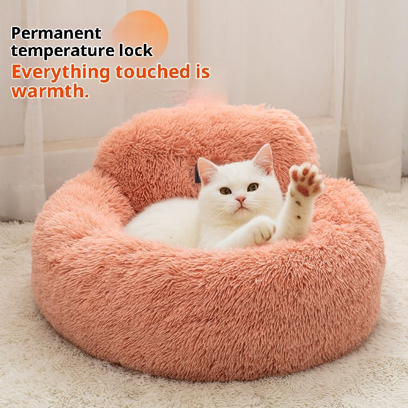 HKM-8077501 Winter Warm Breathable Pet Bed for Cats - Available in Light Gray, Dark Gray, Pink, Brown, Multiple Sizes