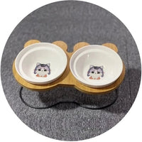 HKM-8077629 High-End Cartoon Ceramic Pet Bowl - Single and Double Sizes Available