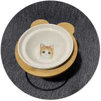 HKM-8077629 High-End Cartoon Ceramic Pet Bowl - Single and Double Sizes Available