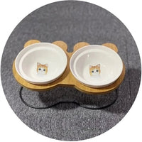 HKM-8077629 High-End Cartoon Ceramic Pet Bowl - Single and Double Sizes Available