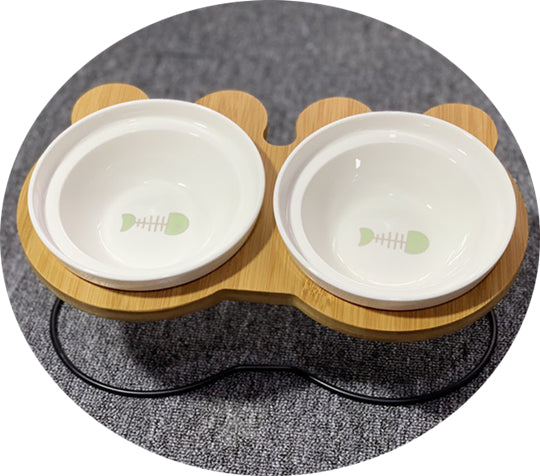 HKM-8077629 High-End Cartoon Ceramic Pet Bowl - Single and Double Sizes Available