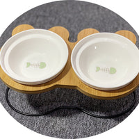 HKM-8077629 High-End Cartoon Ceramic Pet Bowl - Single and Double Sizes Available