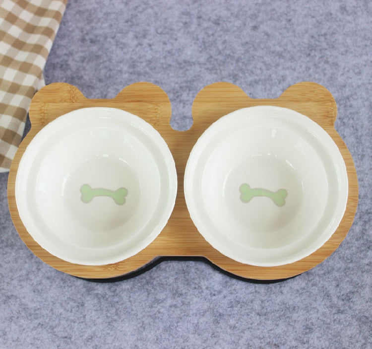 HKM-8077629 High-End Cartoon Ceramic Pet Bowl - Single and Double Sizes Available