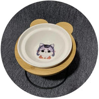 HKM-8077629 High-End Cartoon Ceramic Pet Bowl - Single and Double Sizes Available