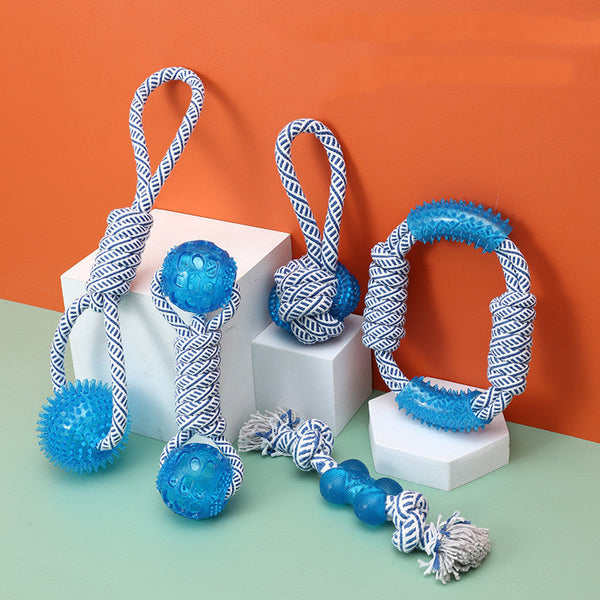 HKM-8078269 Cotton Rope Dog Chew Toy with TPR for Dental Care - Multiple Sizes Available