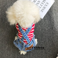 HKM-8078909 Light Blue and Dark Blue Denim Pet Suspender Pants for Dogs