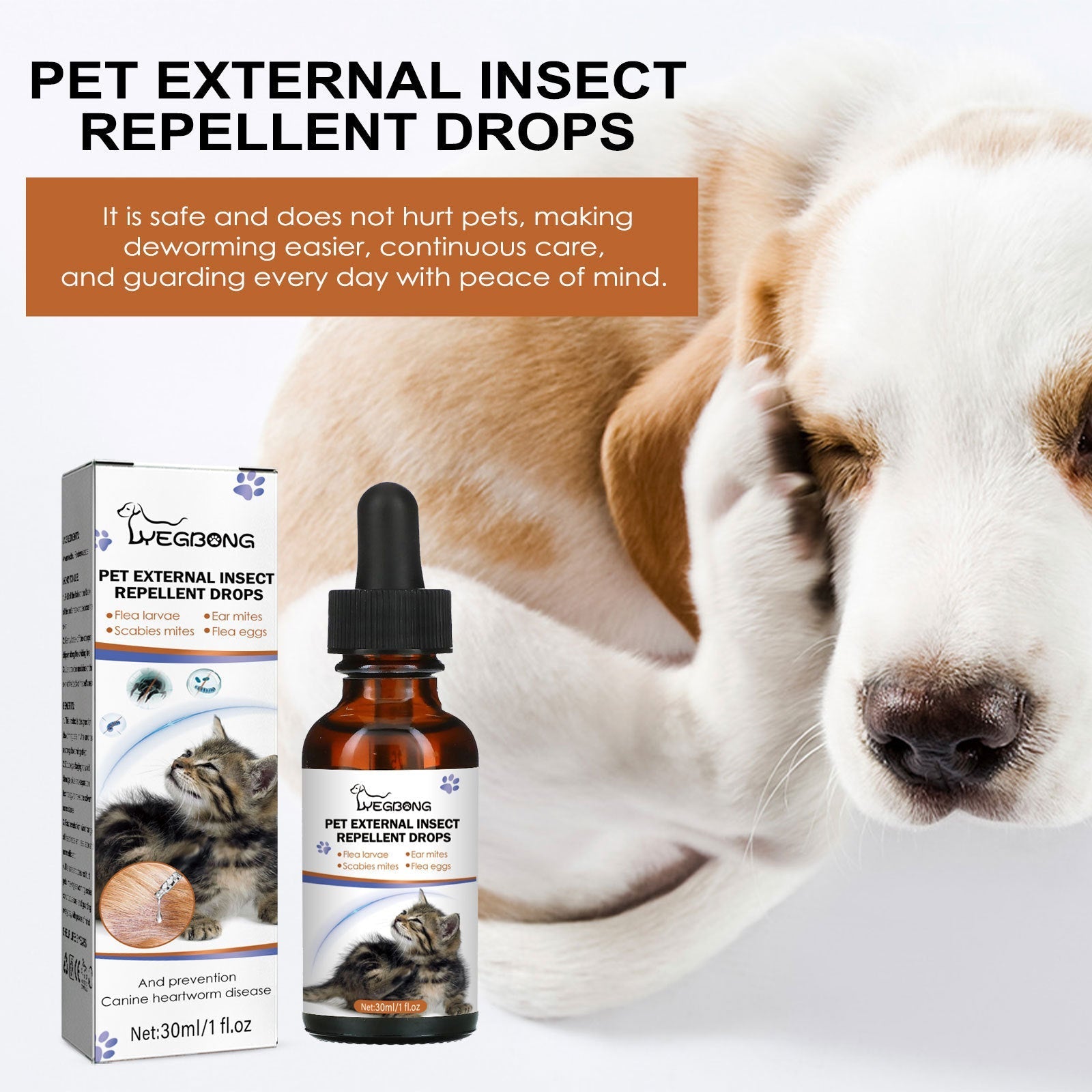 HKM-8079037 Pet Drops Spray for Effective Removal of Lice, Ticks, and Fleas in Dogs - 30ml