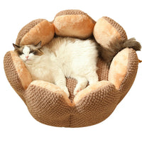 HKM-8080701 Cactus Petal Shape Soft Plush Pet Bed for Cats and Small Dogs, Warm Sleeping Nest with Non-Slip Base, Machine Washable