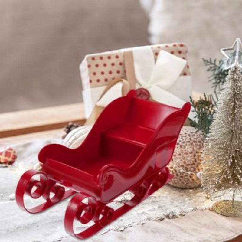 HKM-808083 Red Christmas Sleigh Fireplace Decoration Collectible Ornament for Holiday Home Decor