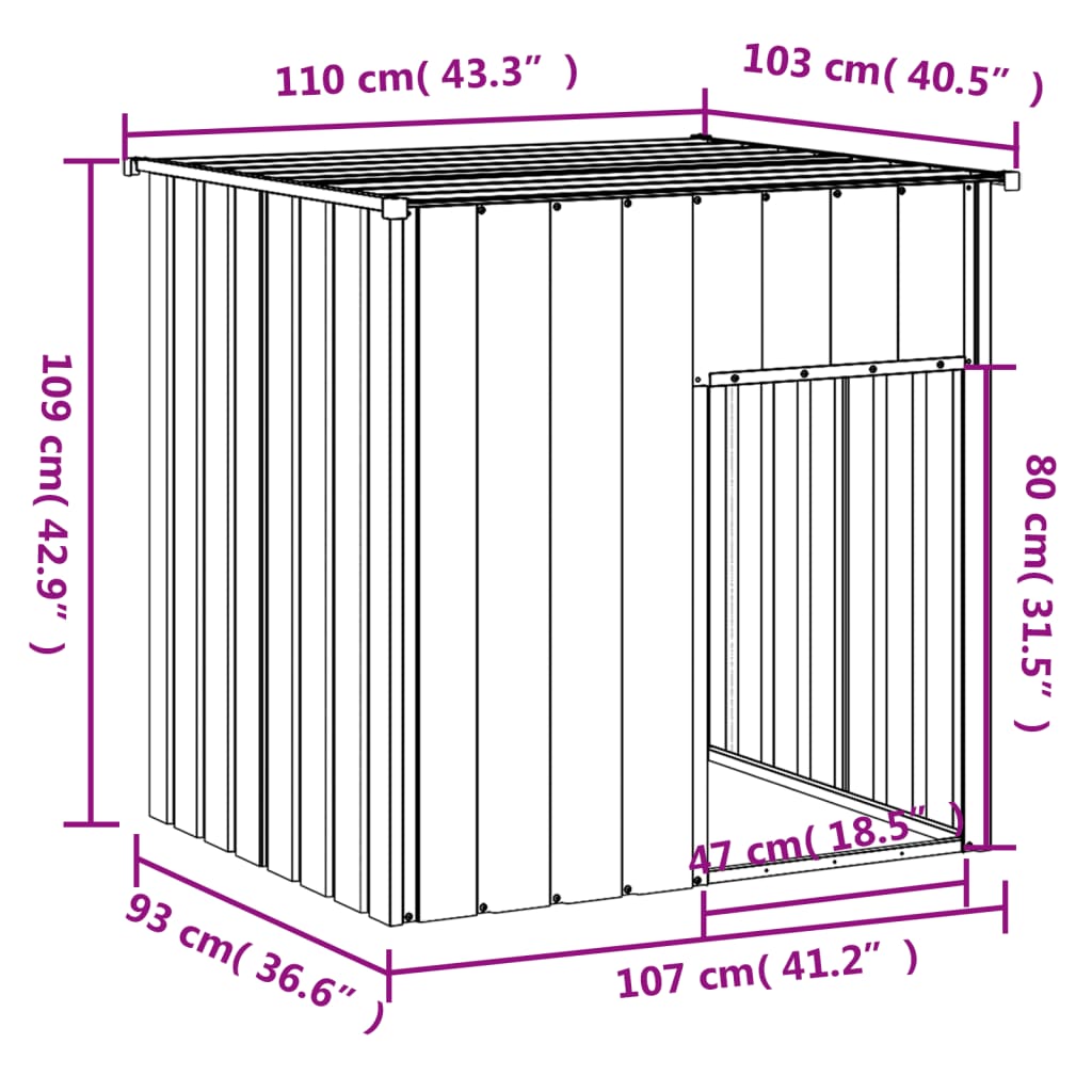 HKM-8081469 Spacious Galvanized Steel Doghouse with Roof for Safety and Comfort