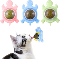 HKM-808147 Organic Silvervine Catnip Ball for Indoor Cats - Edible Cat Toy, 360-Degree Rotating Mint Flavor, Non-Damaging Wall Adhesive