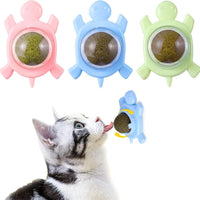 HKM-808147 Organic Silvervine Catnip Ball for Indoor Cats - Edible Cat Toy, 360-Degree Rotating Mint Flavor, Non-Damaging Wall Adhesive