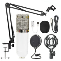 HKM-808147 Professional Condenser Microphone Stand Set with Integrated F-16 Core for Desktop and Laptop Use