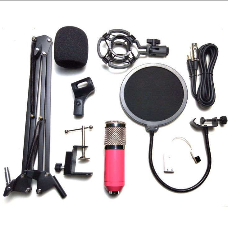 HKM-808147 Professional Condenser Microphone Stand Set with Integrated F-16 Core for Desktop and Laptop Use