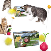 HKM-8081597 Interactive 2-in-1 Cat Toy with Rocking Feather and DIY Digging Hole for Indoor Cats