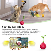 HKM-8081597 Interactive 2-in-1 Cat Toy with Rocking Feather and DIY Digging Hole for Indoor Cats