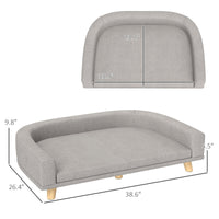 HKM-8081853 Large Dog and Cat Sofa Couch Bed with Washable Cushion in Gray