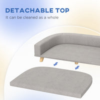 HKM-8081853 Large Dog and Cat Sofa Couch Bed with Washable Cushion in Gray