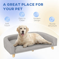 HKM-8081853 Large Dog and Cat Sofa Couch Bed with Washable Cushion in Gray