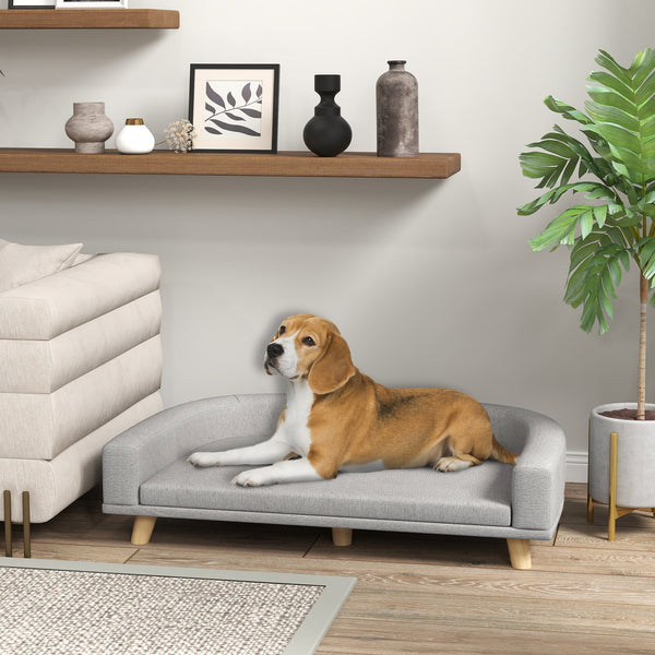 HKM-8081853 Large Dog and Cat Sofa Couch Bed with Washable Cushion in Gray
