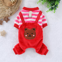 HKM-8082877 Cozy Red Flannel Four-Leg Pet Clothing for Dogs and Cats