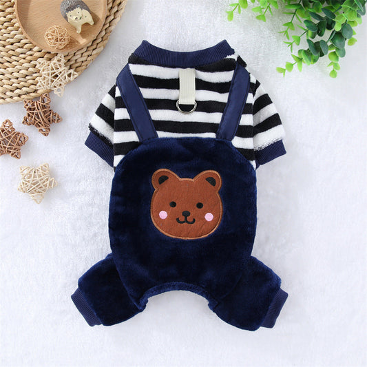 HKM-8082877 Cozy Red Flannel Four-Leg Pet Clothing for Dogs and Cats