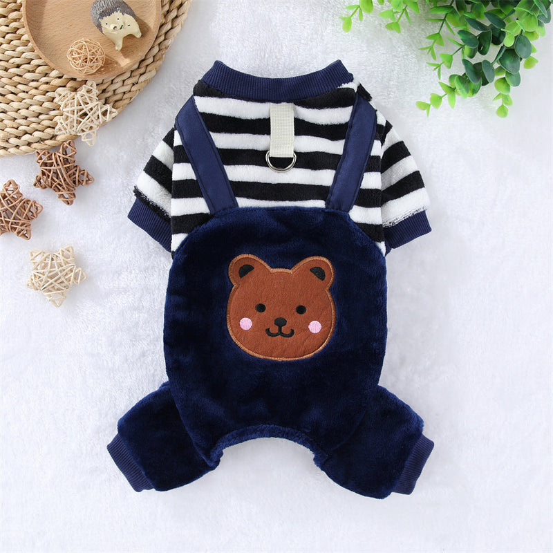 HKM-8082877 Cozy Red Flannel Four-Leg Pet Clothing for Dogs and Cats