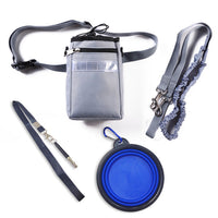 HKM-8083005 Fluorescent Green, Red, Gray & Black Running Traction Belt Training Bag with Dog Bowl & Whistle