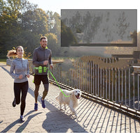 HKM-8083005 Fluorescent Green, Red, Gray & Black Running Traction Belt Training Bag with Dog Bowl & Whistle