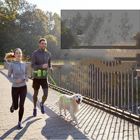 HKM-8083005 Fluorescent Green, Red, Gray & Black Running Traction Belt Training Bag with Dog Bowl & Whistle