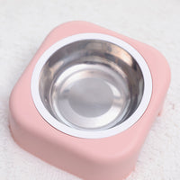 HKM-8083389 Stainless Steel Cat Food Tray - Slope Bowl in Pink, Blue, and Green - 17.5cm Width, 8cm Height