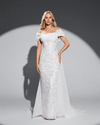 HKM-808339 Classic White Elegant Women's Dress, Style EZ25070