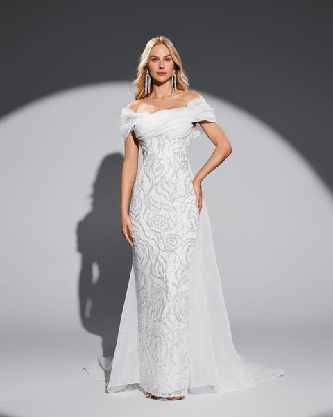 HKM-808339 Classic White Elegant Women's Dress, Style EZ25070