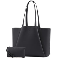 HKM-808339 Leather Laptop Tote Bag for Women, 15.6-Inch Work Briefcase with Clutch, Large Capacity Shoulder Bag for Office Use