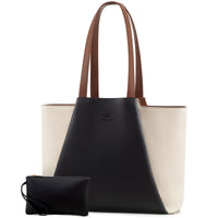 HKM-808339 Leather Laptop Tote Bag for Women, 15.6-Inch Work Briefcase with Clutch, Large Capacity Shoulder Bag for Office Use