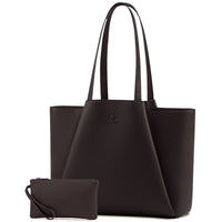 HKM-808339 Leather Laptop Tote Bag for Women, 15.6-Inch Work Briefcase with Clutch, Large Capacity Shoulder Bag for Office Use