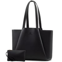 HKM-808339 Leather Laptop Tote Bag for Women, 15.6-Inch Work Briefcase with Clutch, Large Capacity Shoulder Bag for Office Use