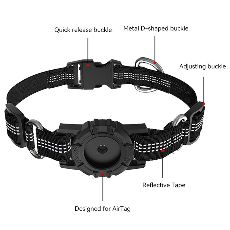 HKM-8085181 Adjustable Anti-Lost Pet Dog Collar - Nylon in Black, Red, Silver - Multiple Sizes Available
