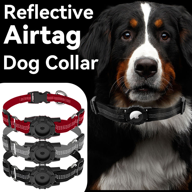 HKM-8085181 Adjustable Anti-Lost Pet Dog Collar - Nylon in Black, Red, Silver - Multiple Sizes Available