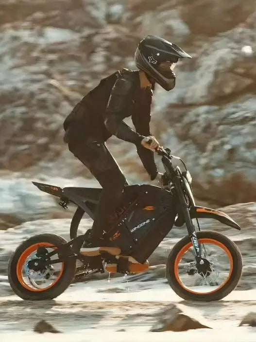 HKM-808723 Long Range 3000W Electric Mountain Fat Tire Bike with Front & Rear Suspension, 14-Inch Wheels, Eco-Friendly Design