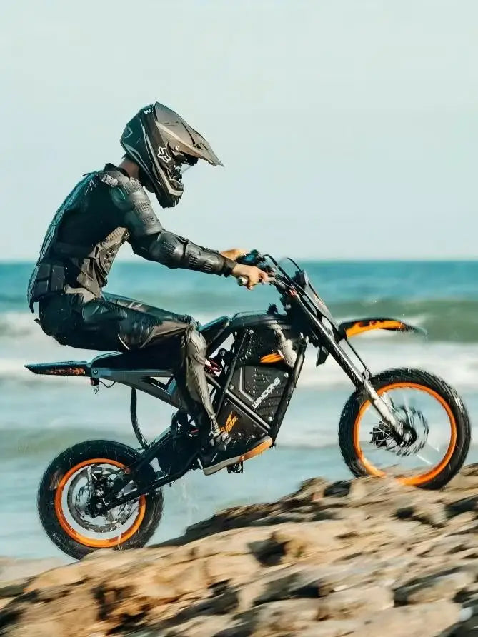 HKM-808723 Long Range 3000W Electric Mountain Fat Tire Bike with Front & Rear Suspension, 14-Inch Wheels, Eco-Friendly Design