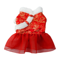 HKM-8087613 Festive Thick Cotton Warm Skirt for Dogs in Koi Red and Pink Options