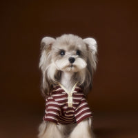 HKM-8087741 Striped Embroidered Sailor Collar Sweatshirt for Pets - Coffee and Red, Sizes XS to XXL