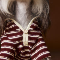 HKM-8087741 Striped Embroidered Sailor Collar Sweatshirt for Pets - Coffee and Red, Sizes XS to XXL