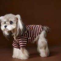 HKM-8087741 Striped Embroidered Sailor Collar Sweatshirt for Pets - Coffee and Red, Sizes XS to XXL