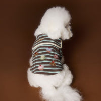 HKM-8087741 Striped Embroidered Sailor Collar Sweatshirt for Pets - Coffee and Red, Sizes XS to XXL