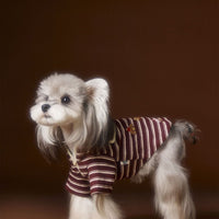 HKM-8087741 Striped Embroidered Sailor Collar Sweatshirt for Pets - Coffee and Red, Sizes XS to XXL