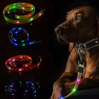 HKM-808787 Luminous Adjustable Dog Collar with Colorful Pet Rope for Safety and Visibility