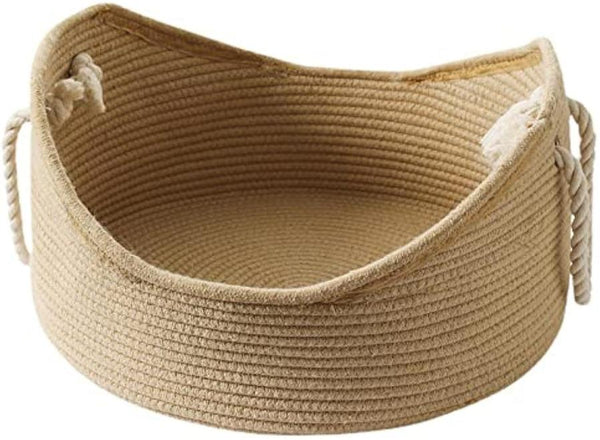 HKM-808787 Spacious Wicker Cat Bed with Corrugated Scratching Surface - Comfortable Multi-Functional Pet Nest for All Seasons