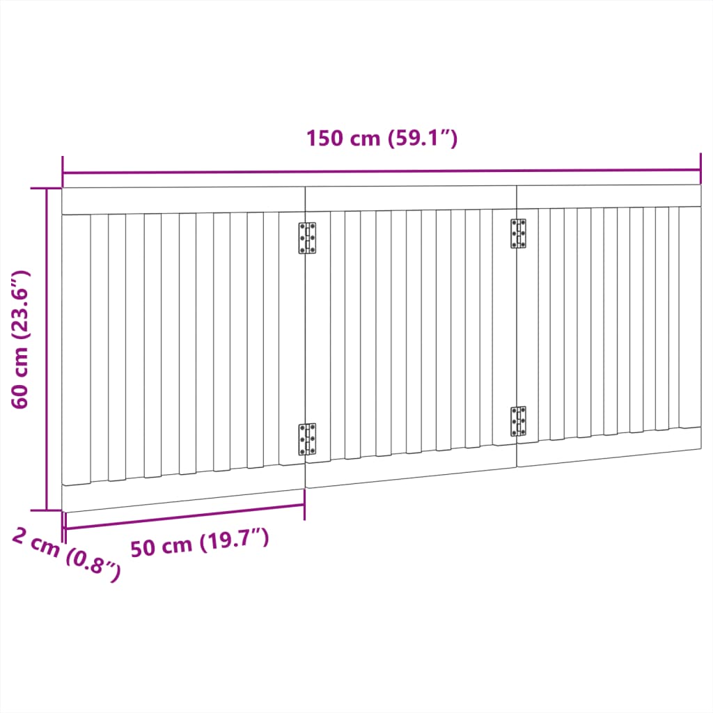 HKM-8088253 Foldable 3-Panel Dog Gate in Poplar Wood - 150 cm Long Activity Barrier